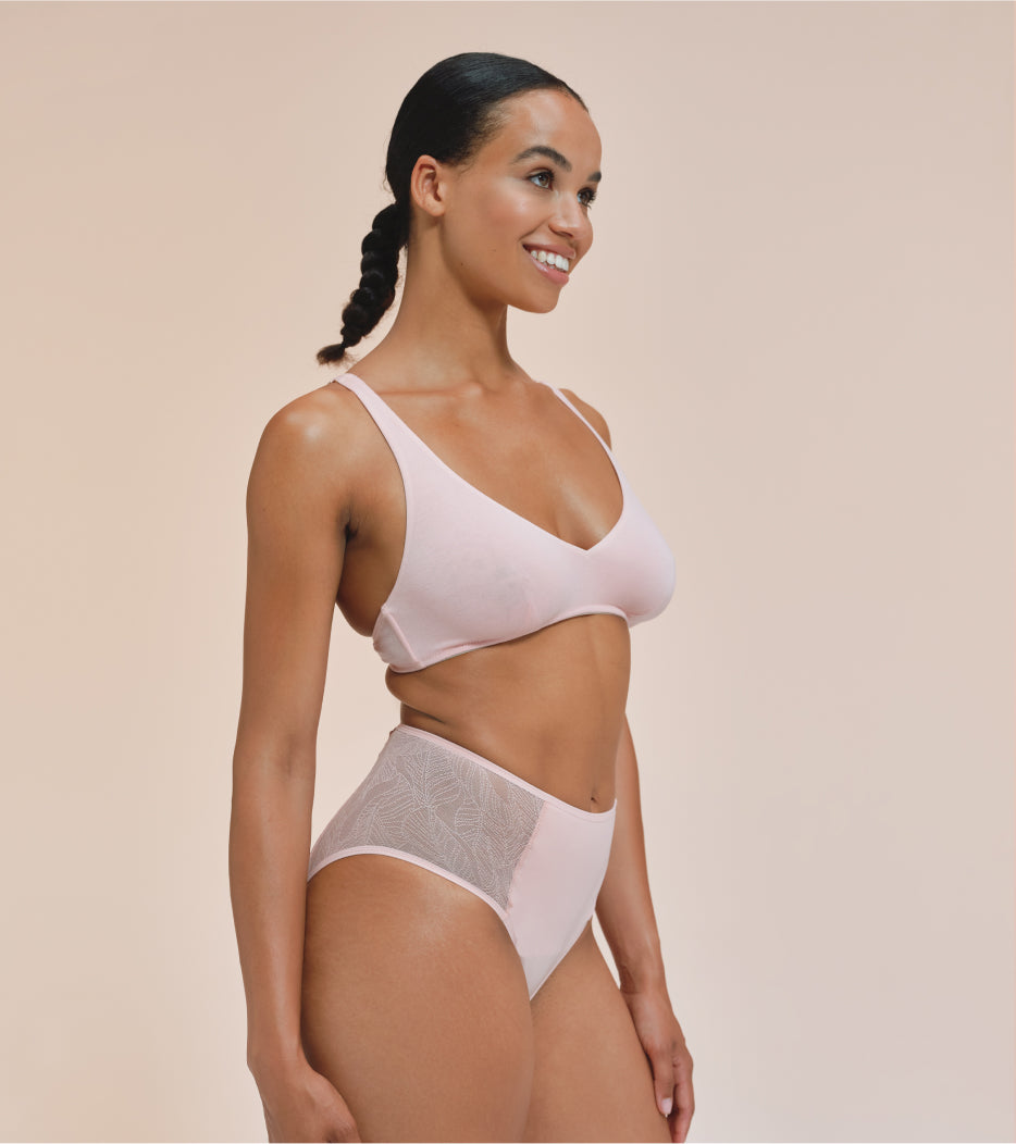 Lace High-Waist Medium Flow period pants - Coral | snuggs
